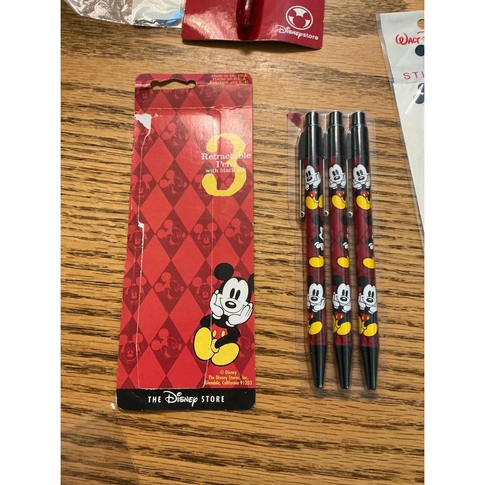 Disney Mickey Mouse Stationery Set Pens Stickers Sticky Notes Keychain Key Cover